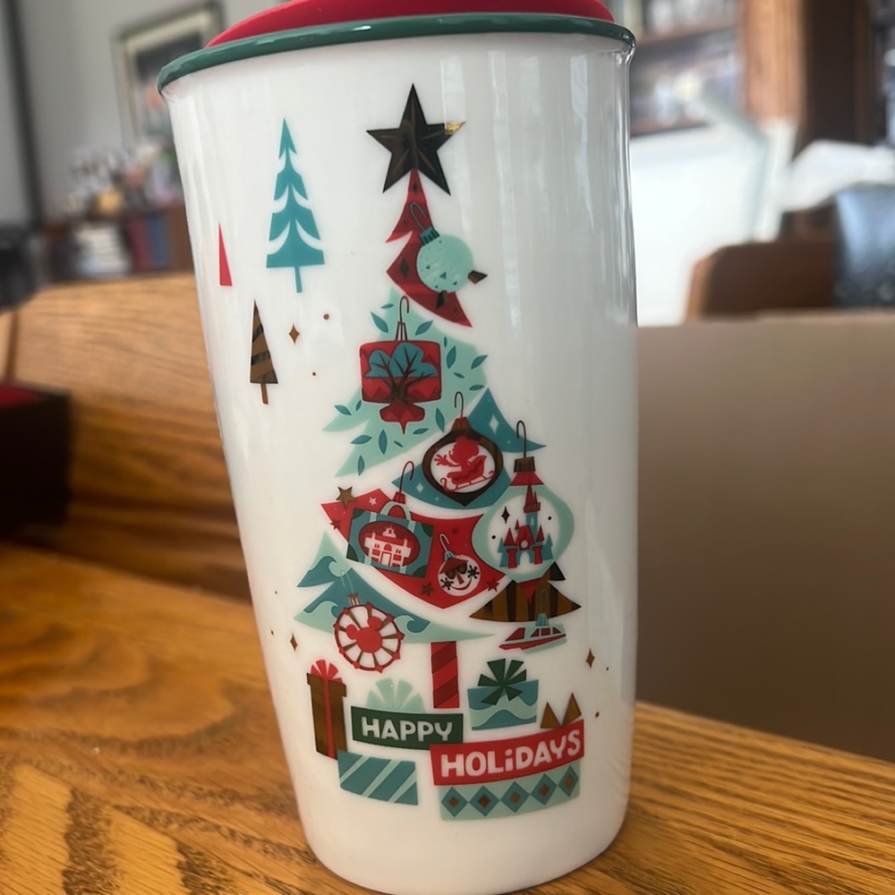 NWT Disney Starbucks holiday glass mug
